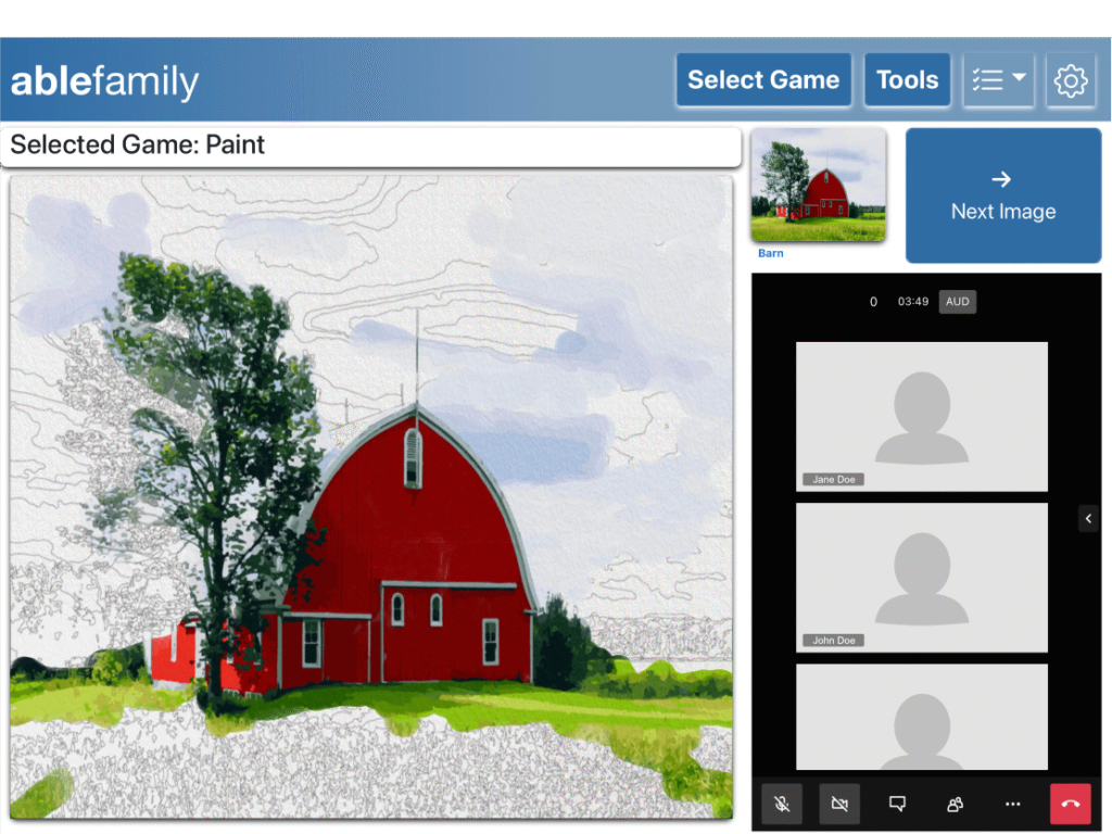Users collaborate in "painting" an image on the ABLE Family platform using a simple and intuitive interface
